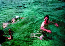 �ԉ��̌�����̑D�ŃX�L���_�C�r���O�B�{���ɂ��ꂢ�ł����B�ŏ��͕|���ĉj���Ȃ������q�����A���������ɏオ���Ă��Ȃ��đ�ςł���